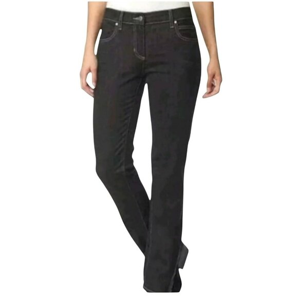 Eileen Fisher Black Slim Straight Jeans Womens 8 Made In USA - Picture 1 of 14